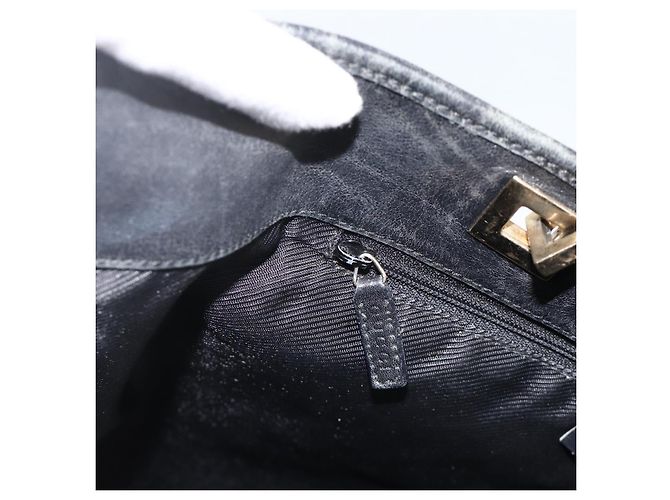 Borsa Tote GG Canvas Gucci Nera Oro 002 1098 Auth AMZ017 Nero D'oro - vista 19