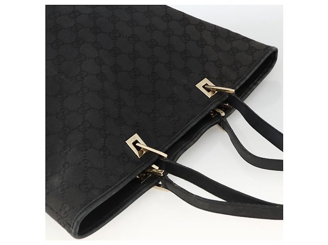 Borsa Tote GG Canvas Gucci Nera Oro 002 1098 Auth AMZ017 Nero D'oro - vista 6