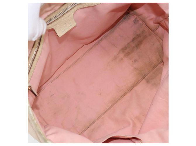 GUCCI GG Canvas Sherry Line Tote Bag Pink Gold Auth AMZ129 Golden - view 11