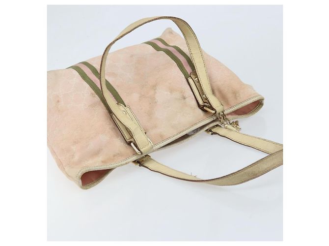 GUCCI GG Canvas Sherry Line Tote Bag Pink Gold Auth AMZ129 Golden - view 14