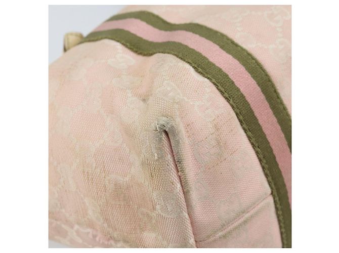 GUCCI GG Canvas Sherry Line Tote Bag Pink Gold Auth AMZ129 Golden - view 15