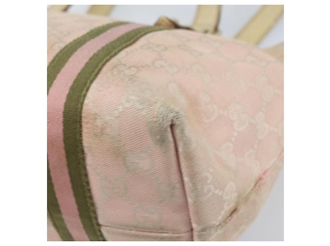 GUCCI GG Canvas Sherry Line Tote Bag Pink Gold Auth AMZ129 Golden - view 16