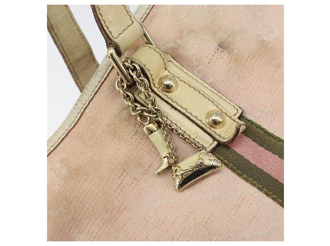 GUCCI GG Canvas Sherry Line Tote Bag Pink Gold Auth AMZ129 Golden - view 18