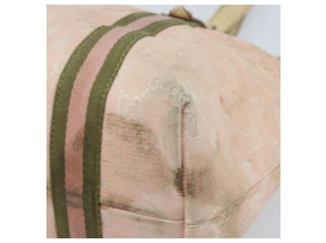 GUCCI GG Canvas Sherry Line Tote Bag Pink Gold Auth AMZ129 Golden - view 9