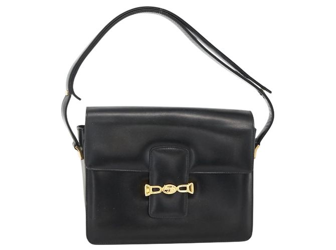 Borsa a Spalla CÉLINE Carrozza in Pelle Nera e Oro Auth INZ094 Nero D'oro - vista 13