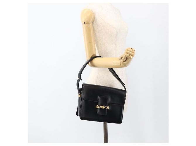 Borsa a Spalla CÉLINE Carrozza in Pelle Nera e Oro Auth INZ094 Nero D'oro - vista 21