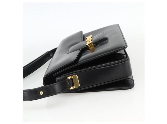 Borsa a Spalla CÉLINE Carrozza in Pelle Nera e Oro Auth INZ094 Nero D'oro - vista 3