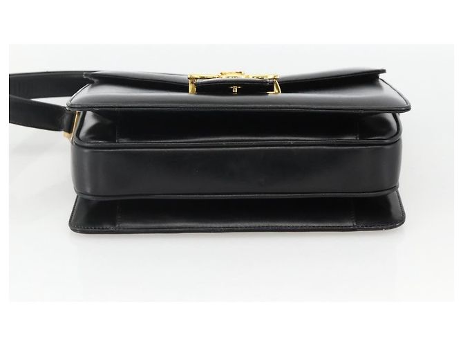 Borsa a Spalla CÉLINE Carrozza in Pelle Nera e Oro Auth INZ094 Nero D'oro - vista 5