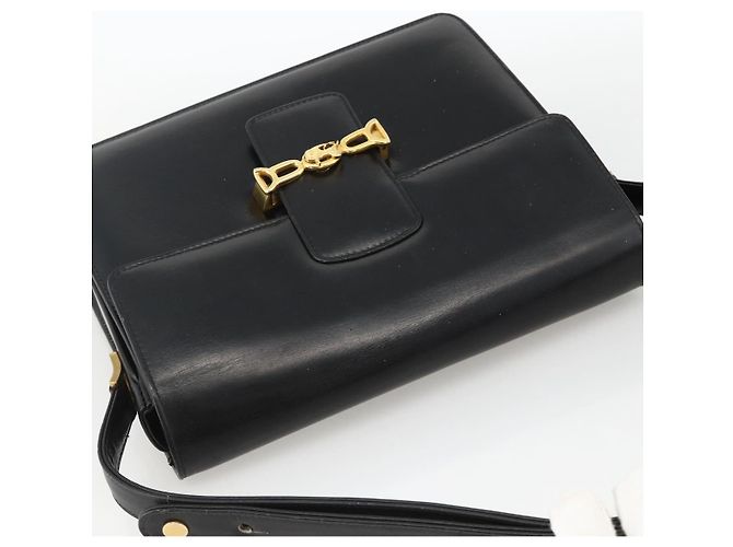 Borsa a Spalla CÉLINE Carrozza in Pelle Nera e Oro Auth INZ094 Nero D'oro - vista 6