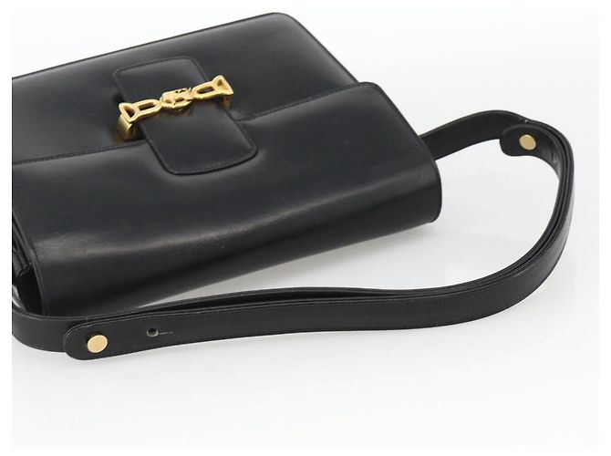 Borsa a Spalla CÉLINE Carrozza in Pelle Nera e Oro Auth INZ094 Nero D'oro - vista 7
