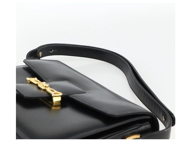 Borsa a Spalla CÉLINE Carrozza in Pelle Nera e Oro Auth INZ094 Nero D'oro - vista 8