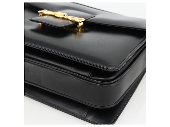 Borsa a Spalla CÉLINE Carrozza in Pelle Nera e Oro Auth INZ094 Nero D'oro - vista 9