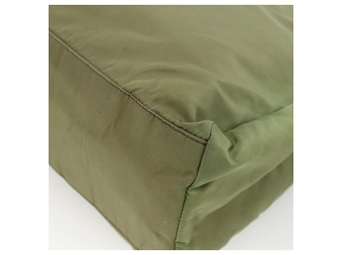 PRADA Borsa a mano in nylon verde argento Auth 174369 - vista 15