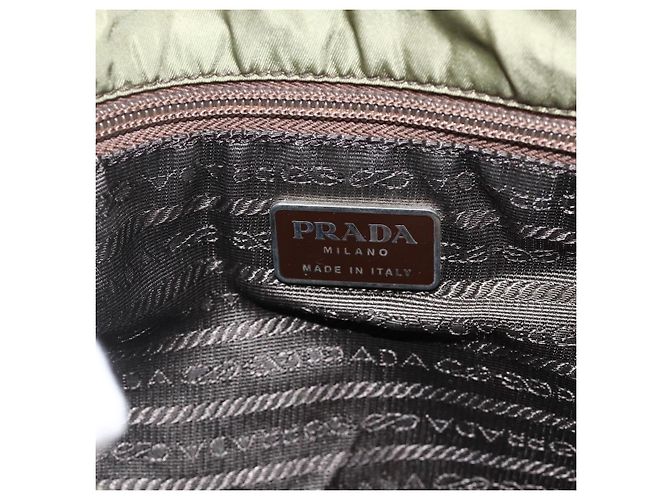 PRADA Borsa a mano in nylon verde argento Auth 174369 - vista 18