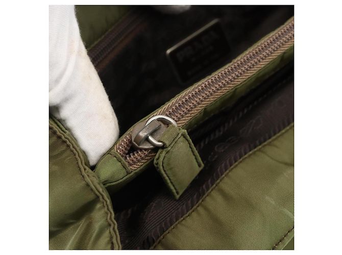 PRADA Borsa a mano in nylon verde argento Auth 174369 - vista 22