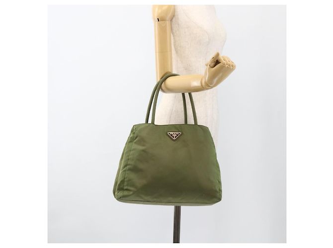 PRADA Borsa a mano in nylon verde argento Auth 174369 - vista 25