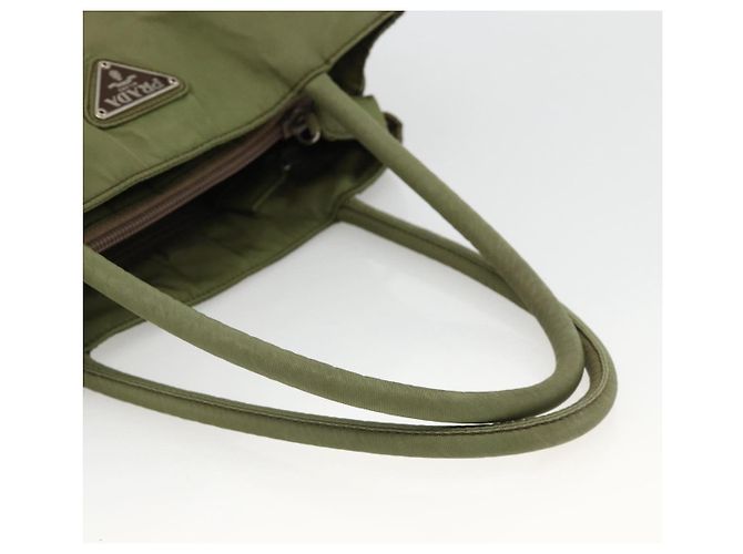 PRADA Borsa a mano in nylon verde argento Auth 174369 - vista 7