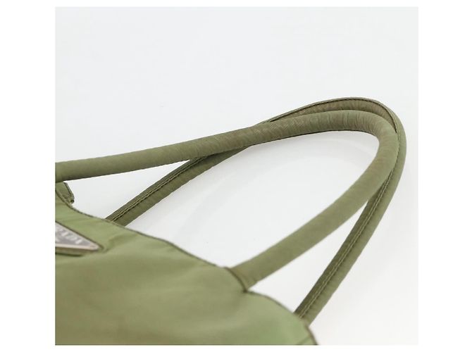 PRADA Borsa a mano in nylon verde argento Auth 174369 - vista 8