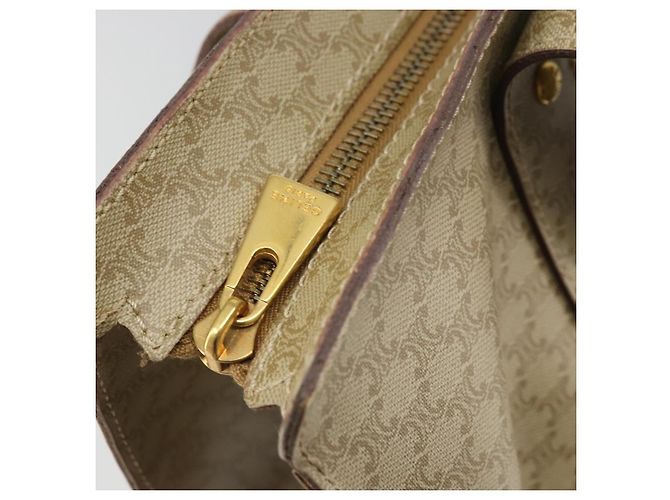 Céline CELINE Macadam Canvas Tote Bag PVC Beige Gold Auth INZ048 Golden - Ansicht 10