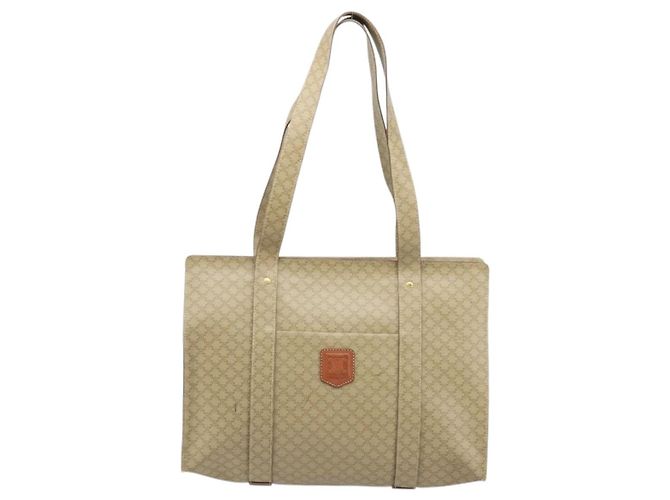Céline CELINE Macadam Canvas Tote Bag PVC Beige Gold Auth INZ048 Golden - Ansicht 13