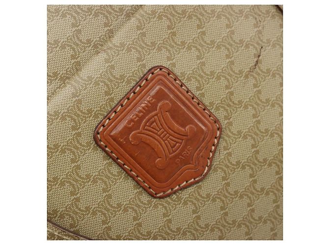 Céline CELINE Macadam Canvas Tote Bag PVC Beige Gold Auth INZ048 Golden - Ansicht 18