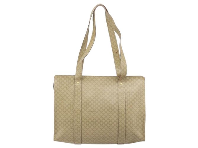Céline CELINE Macadam Canvas Tote Bag PVC Beige Gold Auth INZ048 Golden - Ansicht 2