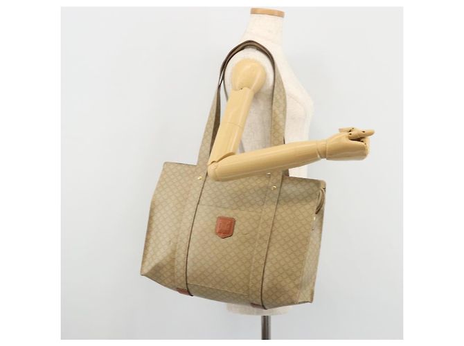 Céline CELINE Macadam Canvas Tote Bag PVC Beige Gold Auth INZ048 Golden - Ansicht 24