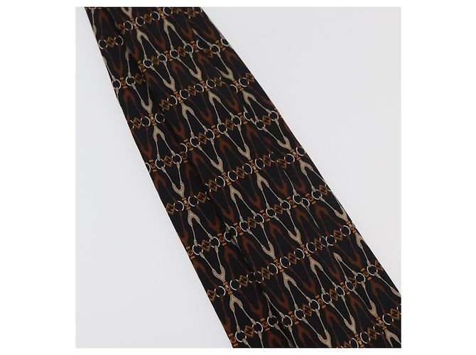 Corbata de seda negra FENDI Auth 174882A Negro - vista 10