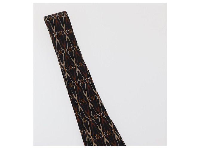 Corbata de seda negra FENDI Auth 174882A Negro - vista 12