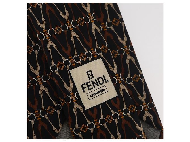 Corbata de seda negra FENDI Auth 174882A Negro - vista 13