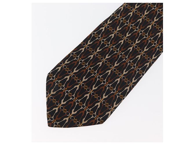 Corbata de seda negra FENDI Auth 174882A Negro - vista 3