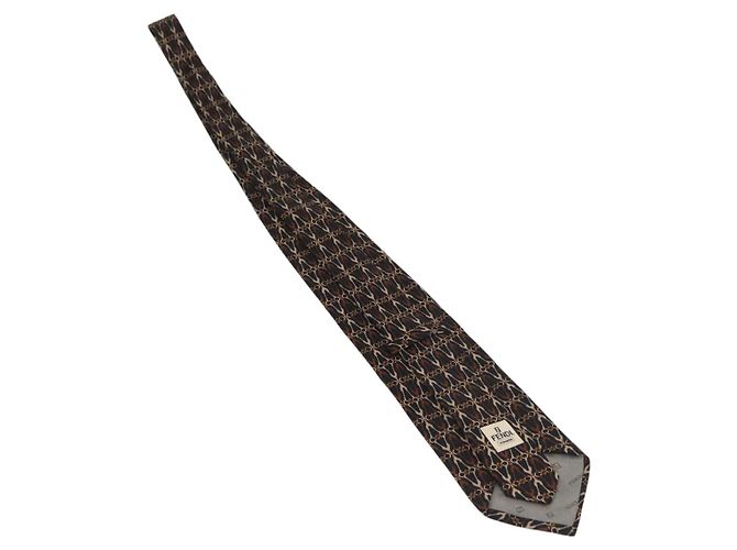 Corbata de seda negra FENDI Auth 174882A Negro - vista 7