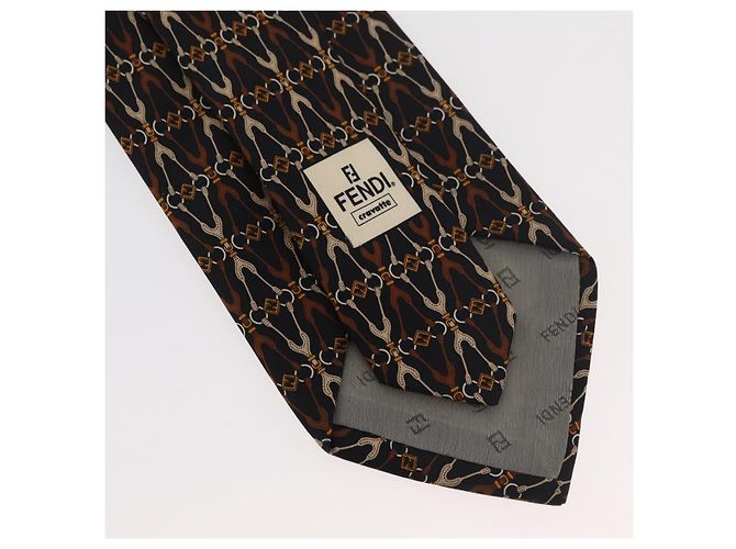 Corbata de seda negra FENDI Auth 174882A Negro - vista 8