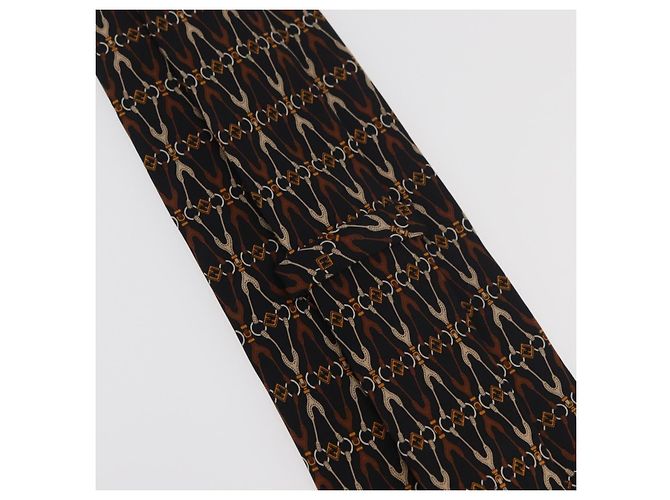Corbata de seda negra FENDI Auth 174882A Negro - vista 9