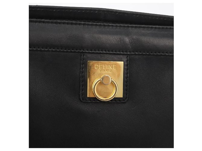 Céline Borsa a mano CELINE in pelle nera e oro Auth 174310 Nero D'oro - vista 17