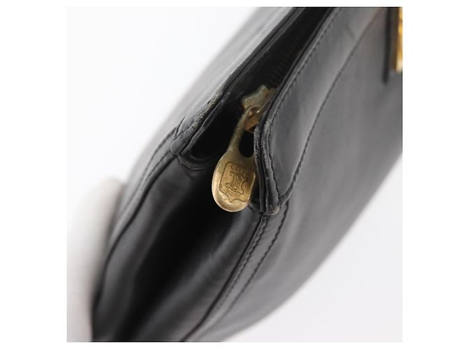 Céline Borsa a mano CELINE in pelle nera e oro Auth 174310 Nero D'oro - vista 8