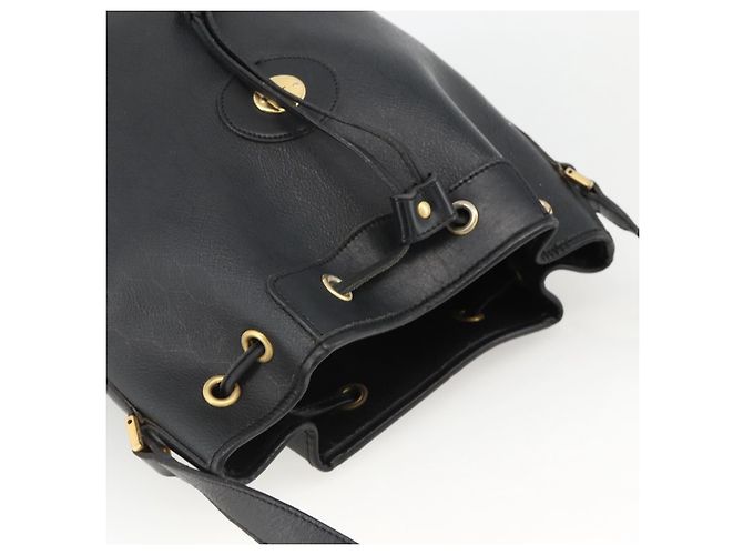Borsa a spalla in tela a nido d'ape PVC nera e oro Christian Dior Auth 174364 Nero D'oro - vista 6