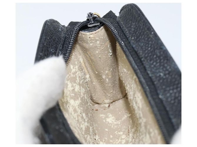 Pochette CHANEL COCO Marca Pelle Caviar Nero Oro CC Auth AMZ108 D'oro - vista 10