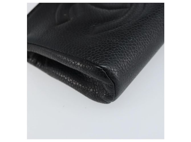 Pochette CHANEL COCO Marca Pelle Caviar Nero Oro CC Auth AMZ108 D'oro - vista 14