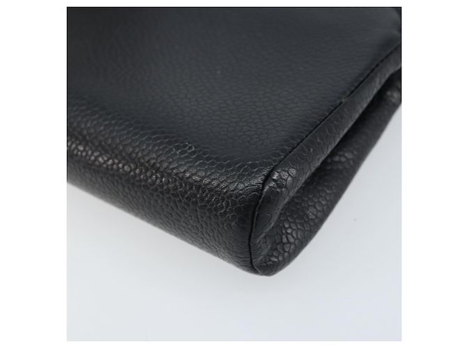 Pochette CHANEL COCO Marca Pelle Caviar Nero Oro CC Auth AMZ108 D'oro - vista 15
