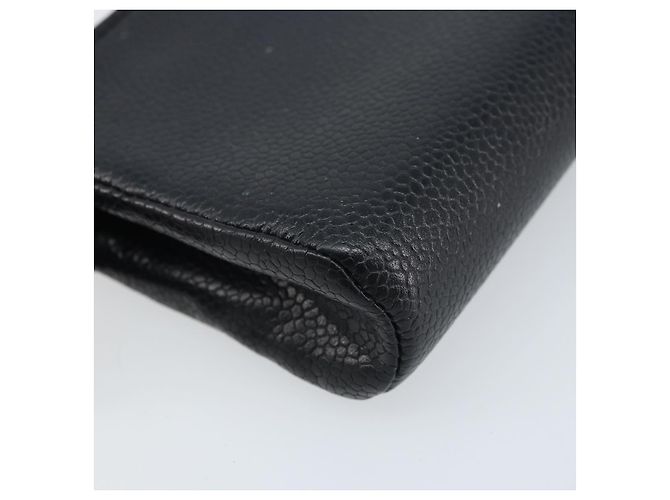 Pochette CHANEL COCO Marca Pelle Caviar Nero Oro CC Auth AMZ108 D'oro - vista 16