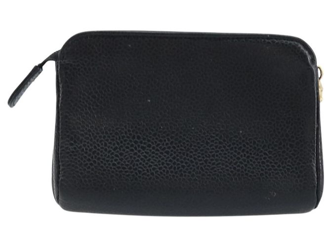 Pochette CHANEL COCO Marca Pelle Caviar Nero Oro CC Auth AMZ108 D'oro - vista 2