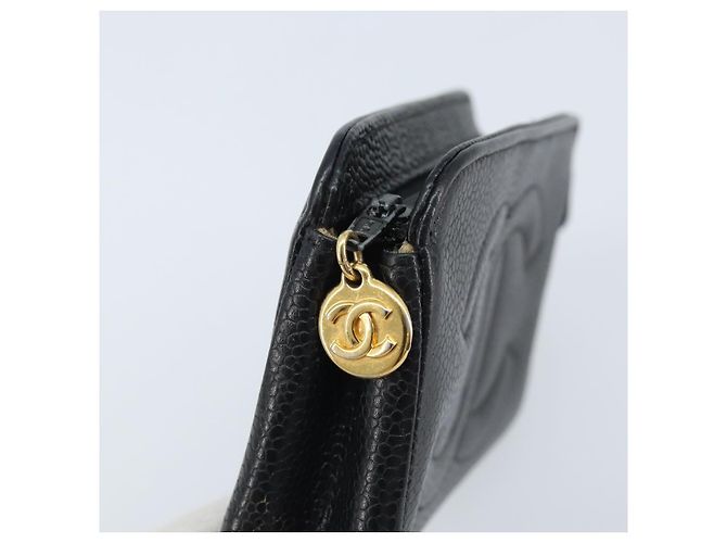 Pochette CHANEL COCO Marca Pelle Caviar Nero Oro CC Auth AMZ108 D'oro - vista 8