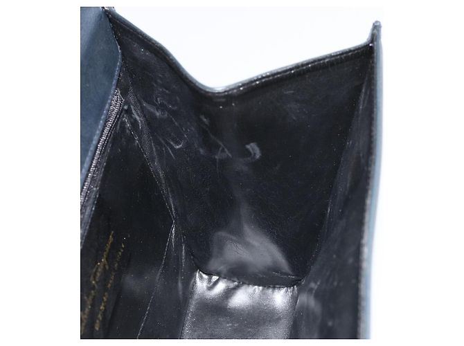 Borsa a Spalla Gancini in Pelle Salvatore Ferragamo Blu Navy Oro Auth YKZ1453A - vista 18