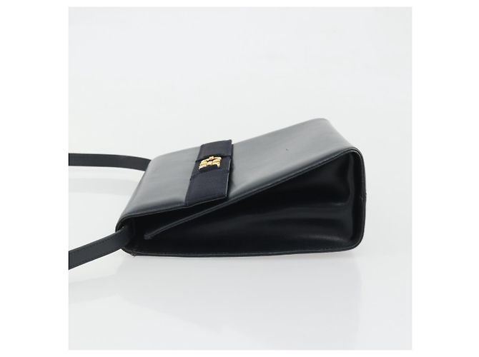 Borsa a Spalla Gancini in Pelle Salvatore Ferragamo Blu Navy Oro Auth YKZ1453A - vista 4