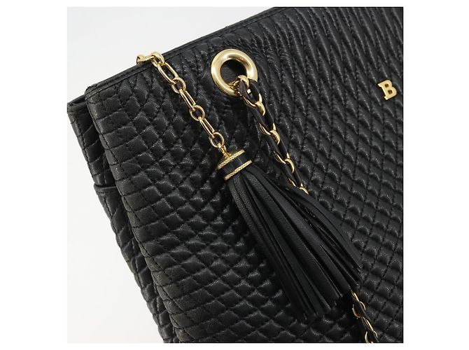 BALLY Borsa a Spalla a Catena Pelle Nera Oro Auth BSZ498 Nero D'oro - vista 19