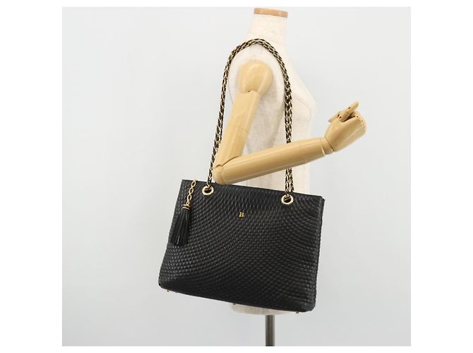 BALLY Borsa a Spalla a Catena Pelle Nera Oro Auth BSZ498 Nero D'oro - vista 26