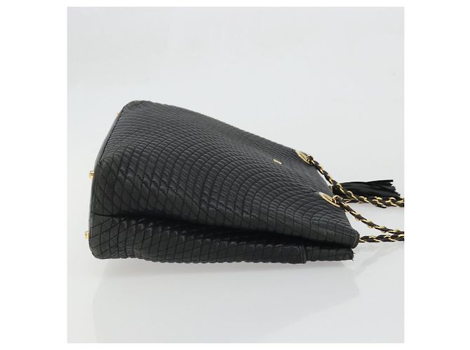 BALLY Borsa a Spalla a Catena Pelle Nera Oro Auth BSZ498 Nero D'oro - vista 3