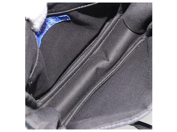 Autre Marque BORSO A SPALLA CB CHECK BLUE LABEL CRESTBRIDGE IN NYLON LANA ORO ROSSO Auth 174651A D'oro - vista 11