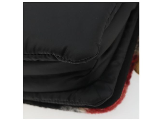 Autre Marque BORSO A SPALLA CB CHECK BLUE LABEL CRESTBRIDGE IN NYLON LANA ORO ROSSO Auth 174651A D'oro - vista 15